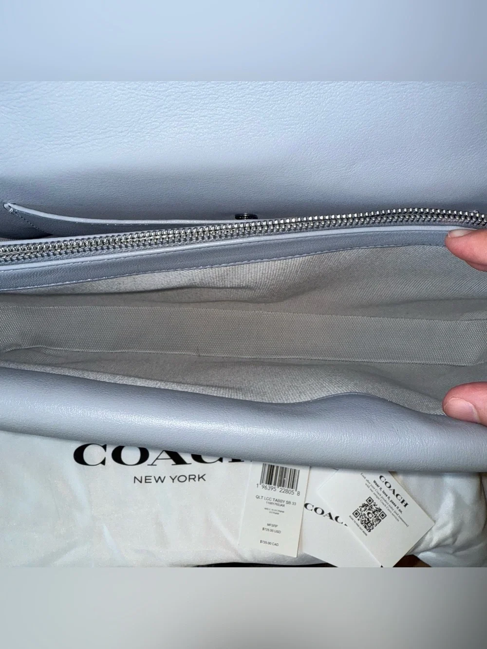 Coach Tabby Shoulder Bag 33 with Quilting in grey blue